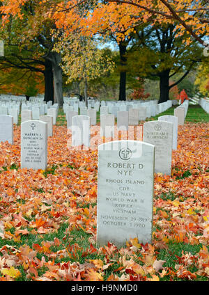 Pierres tombales au cimetière national d'Arlington, à Washington DC, États-Unis d'Amérique Banque D'Images