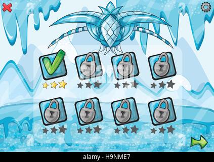 Jeu d'interface design - barre de progression glaciaire sur jeu - vector illustration Illustration de Vecteur