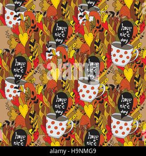 Automne doodles. De l'automne. Cute vector seamless pattern Illustration de Vecteur