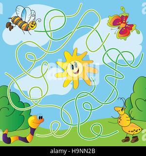 Puzzle pour enfants - lumineux - labyrinthe simple vector illustration Illustration de Vecteur