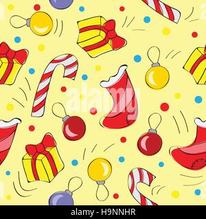 Décorations de Noël, des boules et présente, modèle sans couture - vector Illustration de Vecteur