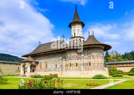 Le monastère Sucevita, Roumanie. L'un des monastères orthodoxes roumains dans le sud de la Bucovine. Banque D'Images