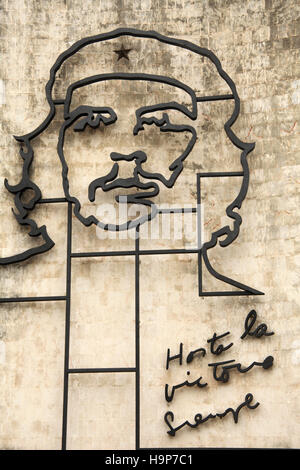 Monument à la révolution cubaine en acier : Che Guevara, Plaza de la Revolución, Place de la Révolution, La Havane, Cuba. Banque D'Images