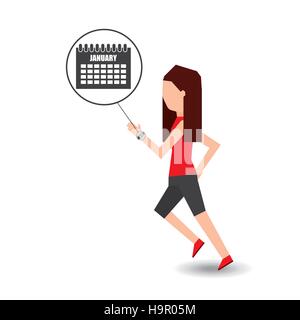 Sport fille courir avec smart watch calendrier de planification vector illustration eps 10 Illustration de Vecteur