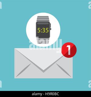 Avec la technologie smart watch scénario de réception message illustration eps 10 Illustration de Vecteur