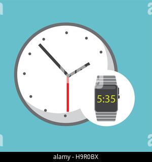 La technologie Smart watch avec horloge analog vector illustration eps 10 Illustration de Vecteur
