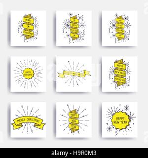 Joyeux Noël Nouvel An Design, télévision linéaire Icon Set. Illustrations vectorielles simples lumineuses pour carte de souhaits, affiches, presse, mobile appelé conçoit, petite annonce Illustration de Vecteur