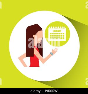 Sport fille courir avec smart watch calendrier de planification vector illustration eps 10 Illustration de Vecteur