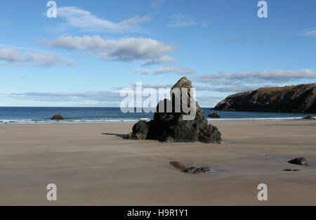 Rock formation sur la plage La baie de Sango Durness Sutherland en Écosse en mars 2014 Banque D'Images