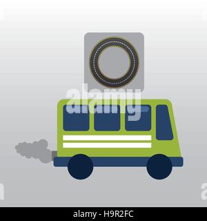 Green bus avec cercle de fumée façon route 10 eps vector illustration design Illustration de Vecteur