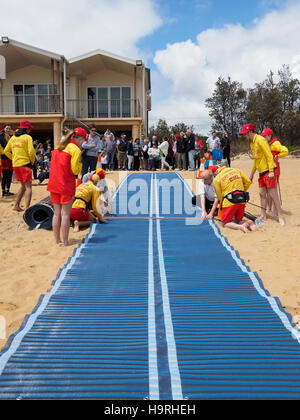 Mt Martha, l'Australie. 26 Nov, 2016. Ouverture officielle du Mt Martha lifesaving club plage accessible. Mt Martha est la première plage sur la péninsule de Mornington, d'offrir des installations de plage accessible pour les personnes ayant une déficience, y compris les installations et changement complet accessible maintenant à tapis de plage au bord de l'eau. La membrane a été rendue possible par la péninsule de Mornington, Shire, Mt Martha Lifesaving Club et la péninsule de Mornington Mobilité Surfers Association. Credit : PhotoAbility/Alamy Live News Banque D'Images