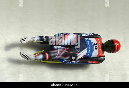 Winterberg, Allemagne. 26 Nov, 2016. Tatjana Huefner de l'Allemagne en action dans le women's 1 places, le cas de la coupe du monde de bobsleigh à Winterberg, Allemagne, 26 novembre 2016. Photo : Ina Fassbender/dpa/Alamy Live News Banque D'Images