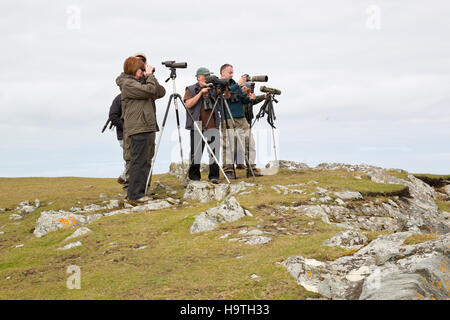 Les observateurs d'oiseaux sur l'île de Lewis,Hébrides extérieures,uk Banque D'Images