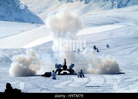 L'armée italienne, exercices d'hiver d'Alpini les troupes de montagne Banque D'Images