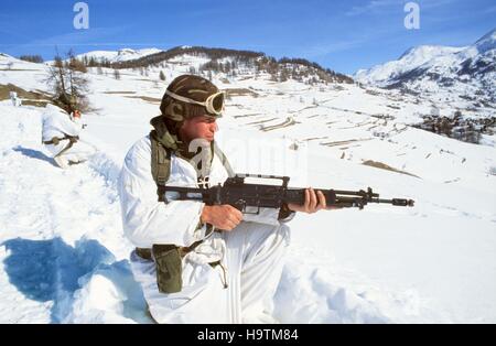 L'armée italienne, exercices d'hiver d'Alpini les troupes de montagne Banque D'Images