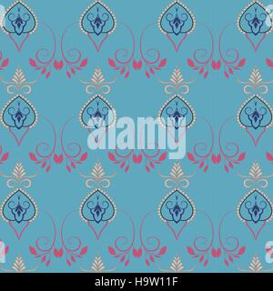 Village folklorique de motif floral fleurs et feuilles entrelacées. Illustration de Vecteur