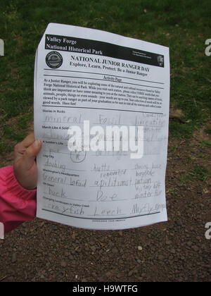 Le parc historique national Valley Forge célèbre la Journée des Rangers juniors, un événement annuel qui encourage la participation des jeunes aux activités du parc. L'événement, dirigé par les gardes forestiers du parc, offre des occasions éducatives sur l'histoire, la nature et la conservation. Banque D'Images
