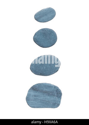 Quatre pierres d'ardoise gris foncé isolated on white Banque D'Images