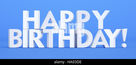 Happy Birthday, rendu 3D isolé sur fond bleu Banque D'Images