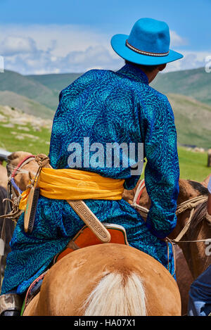 La Mongolie, province de Bayankhongor, cavalier mongol Banque D'Images