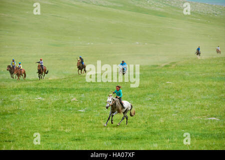 La Mongolie, province de Bayankhongor, Lantern, fête traditionnelle, les courses de chevaux Banque D'Images