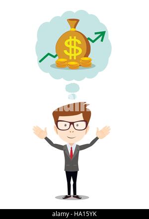 Businessman à rêver de l'argent. Illustration de Vecteur