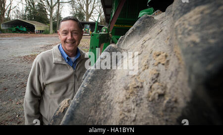 Wakefield, en Virginie, connue comme la capitale mondiale de l'arachide, cultive des arachides et du coton dans ses champs fertiles. L’USDA soutient l’innovation agricole dans la région, promouvant des pratiques agricoles durables et améliorant la production alimentaire. Banque D'Images