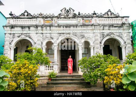 Huynh Thuy Le, accueil d'Amant, de Marguerite Duras, Sa Dec, Mekong, Vietnam, Asie Banque D'Images