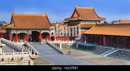 Coin de la cour impériale chinoise forbidden city palace et de l'ancienne résidence des empereurs de Chine lors d'une journée ensoleillée sous le ciel bleu Banque D'Images