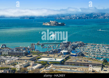 Vue aérienne d'Alcatraz Banque D'Images