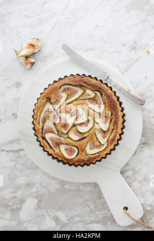 Vue de dessus d'une tarte aux figues Banque D'Images