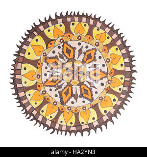 Décoratifs orientaux colorés à la main motif mandala isolated on white Banque D'Images