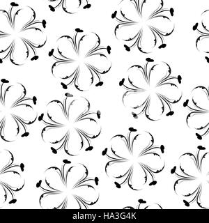 Floral élégant motif transparent. Papier peint noir et blanc. La texture de la fleur. Illustration de Vecteur
