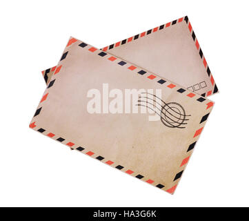 Deux enveloppes vintage airmail isolé sur fond blanc Banque D'Images