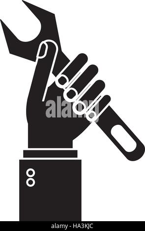 Clé à main moteur support pictogramme symbole Illustration de Vecteur