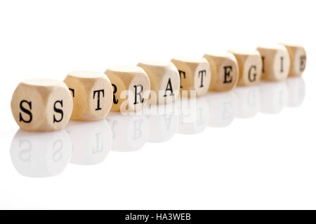 Stratégie, stratégie pour l'allemand, écrit avec des lettres en bois Banque D'Images