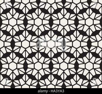 Seamless Vector noir et blanc dentelle Motif pétales arrondis Illustration de Vecteur