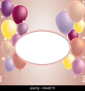 Joyeux anniversaire et d'Invitation Ballon Parti - avec place pour le texte Illustration de Vecteur