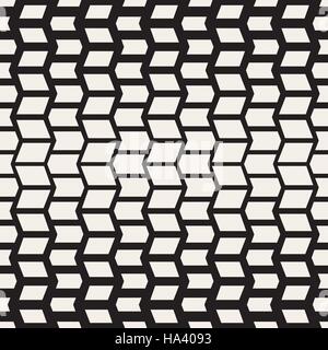 Seamless Vector Halftone noir et blanc motif de lignes en ZigZag Illustration de Vecteur