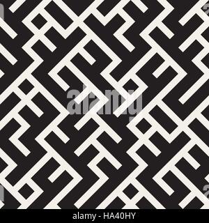 Seamless Vector labyrinthe noir et blanc motif de lignes Illustration de Vecteur