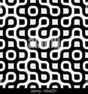 Seamless Vector noir et blanc rayures vintage ronde enchevêtrés géométrique pattern abstract background. Parfaitement adapté pour le papier peint, la conception web, texti Illustration de Vecteur