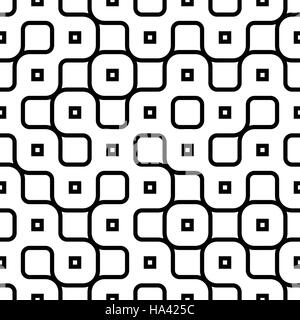 Seamless Vector noir et blanc rayures vintage ronde enchevêtrés géométrique pattern abstract background. Parfaitement adapté pour le papier peint, la conception web, texti Illustration de Vecteur