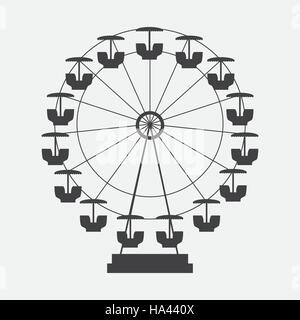 L'icône de la grande roue d'ossature. Ronde de divertissement l'Attraction. Ve Illustration de Vecteur