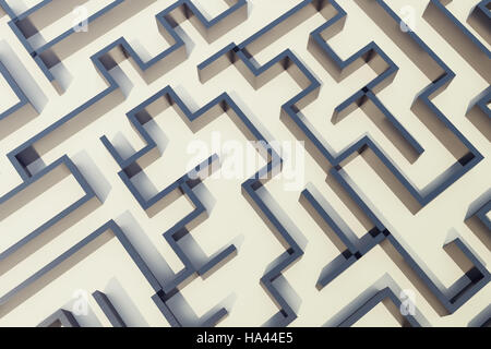 Illustration 3d cocrete labyrinthe, concept de problèmes complexes Banque D'Images