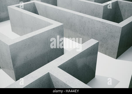 Illustration 3d cocrete labyrinthe, concept de problèmes complexes Banque D'Images