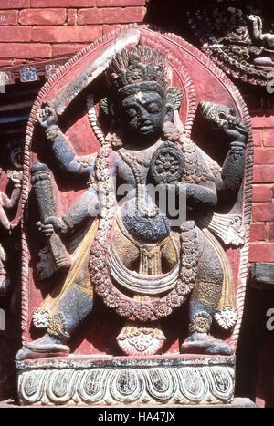 Temple Changunarayan. Façade, d'un tuteur. Le Népal. Banque D'Images