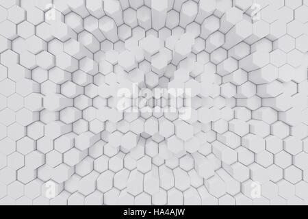 Résumé fond hexagonal géométriques blancs. Le rendu 3D Banque D'Images