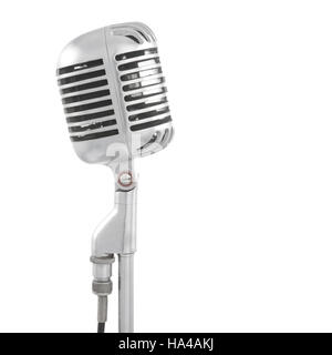 Microphone Vintage isolated on white Banque D'Images