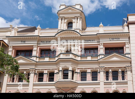 Patrimoine l'Telegraph Building facade, Queen Street Mall, de la ville de Brisbane, Brisbane, Queensland, Australie Banque D'Images