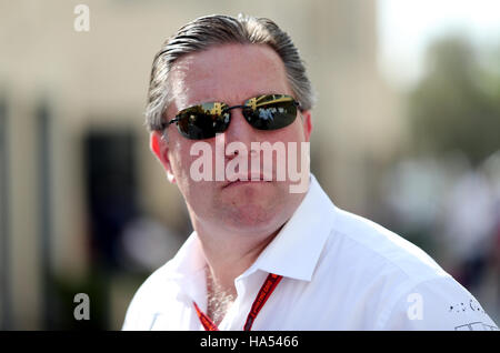 Honda McLaren Directeur exécutif Zak Brown lors de la Grand Prix d'Abu Dhabi au Circuit de Yas Marina, à Abu Dhabi. Banque D'Images